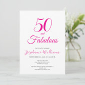 Invitation 50 and Fabulous Script Pink 50th Birthday Party (Debout devant)