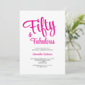Invitation 50 and Fabulous Script Pink 50th Birthday Party  (Debout devant)