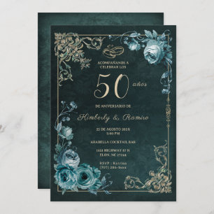Invitation 50 Aniversario Floral Vintage
