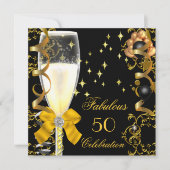 Invitation 50 Anniversaire Fabuleux Champagne Gold Black (Devant)