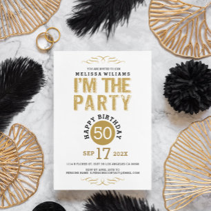 Invitation 50 Anniversaire-Gold Parties scintillant Texte Je 