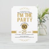 Invitation 50 Anniversaire-Gold Parties scintillant Texte Je  (Debout devant)