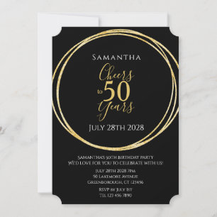 Invitation 50 ans Anniversaire Or Noir Félicitations pour 50