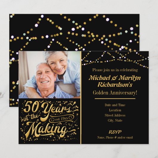 Invitation 50 ans de fabrication - Anniversaire de mariage d' (Devant / Derrière)