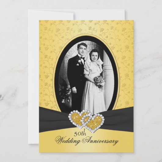 Invitation 50 ans de mariage Joined Hearts II (Devant)