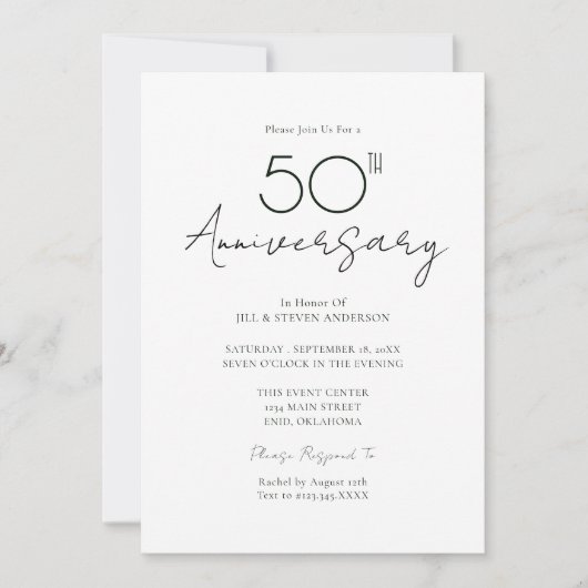 Invitation 50 ans de mariage minimal (Devant)