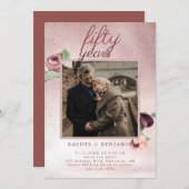 Invitation 50 ans de mariage Rose Gold Glitter  (Devant / Derrière)