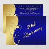 Invitation 50 ans défilements or avec marine (Devant / Derrière)