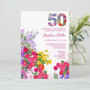Invitation 50 Ans Elégant Jardin Floral - 50e Anniversaire