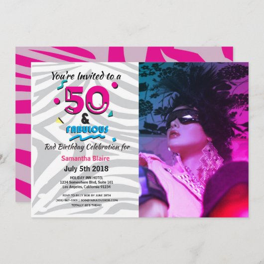 Invitation 50 ans et fabuleuse fête d'anniversaire 80 ans Inv (Devant / Derrière)