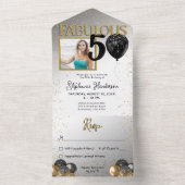 Invitation '50 ans et fabuleuse, or et noir glamou (À l'intérieur)