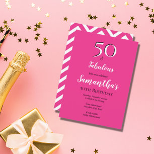 Invitation 50 ans et fabuleux 50e anniversaire Cerise Rose Fê