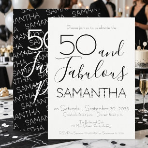 Invitation 50 ans et Fabuleux 50e Anniversaire Fête Noir Élég