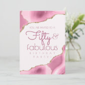 Invitation 50 ans et fabuleux 50e anniversaire rose (Debout devant)