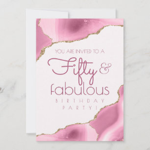 Invitation 50 ans et fabuleux 50e anniversaire rose