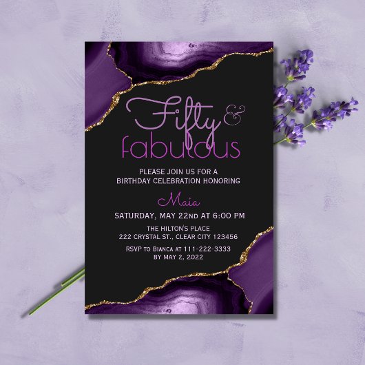 Invitation 50 ans et Fabuleux Agate Violette