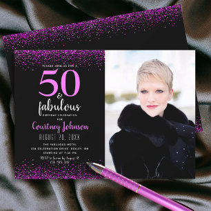 Invitation 50 ans et fabuleux anniversaire confettis roses su