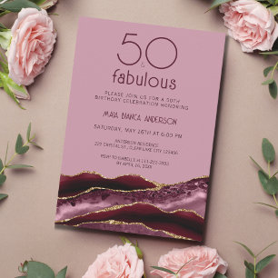 Invitation 50 ans et Fabuleux Anniversaire de 50 ans Rose Aga