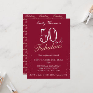 Invitation 50 ans et Fabuleux Anniversaire en écriture élégan