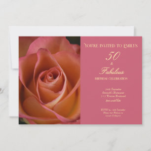 Invitation 50 ans et Fabuleux Anniversaire Fleur Rose Rose