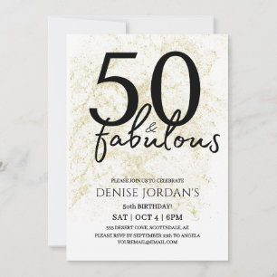 Invitation 50 ans et fabuleux Anniversaire Moderne Or et Noir