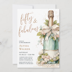 Invitation 50 ans et Fabuleux écriture dorée pour une fête d'