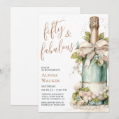 Invitation 50 ans et Fabuleux écriture dorée pour une fête d' (Devant / Derrière)