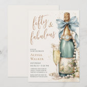 Invitation 50 ans et Fabuleux écriture dorée pour une fête d' (Devant / Derrière)