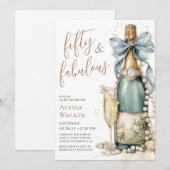 Invitation 50 ans et Fabuleux écriture dorée pour une fête d' (Devant / Derrière)