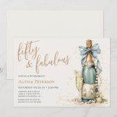 Invitation 50 ans et Fabuleux écriture dorée pour une fête d' (Devant / Derrière)