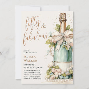Invitation 50 ans et Fabuleux écriture dorée pour une fête d'