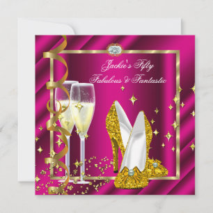 Invitation 50 ans et Fabuleux Fantastique Rose Jaune Or Anniv