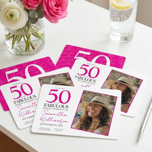 Invitation 50 ans et Fabuleux Fête d'anniversaire 50 ans Rose