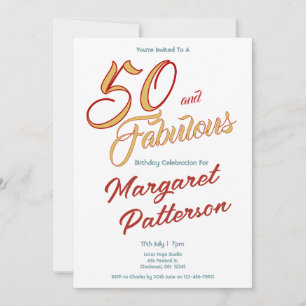 Invitation 50 ans et Fabuleux Fête d'anniversaire de 50 ans