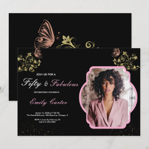 Invitation 50 ans et Fabuleux Fête d'anniversaire rose pour 5