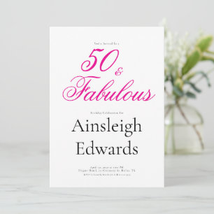 Invitation 50 ans et fabuleux Fête d'anniversaire rose pour c