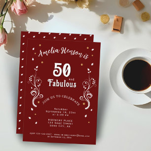 Invitation 50 ans et Fabuleux Feuillage Rouge 50e Anniversair