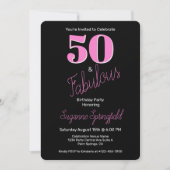 Invitation 50 ans et fabuleux noir rose moderne 50e anniversa (Devant)