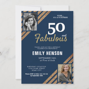 Invitation 50 ans et Fabuleux Paillettes Dorées 2 Photo 50e A