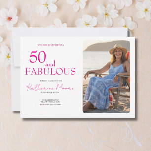 Invitation 50 ans et Fabuleux Photo Rose Fête d'anniversaire