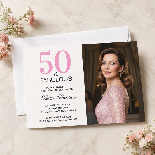 Invitation 50 ans et Fabuleux Rose 50e Anniversaire