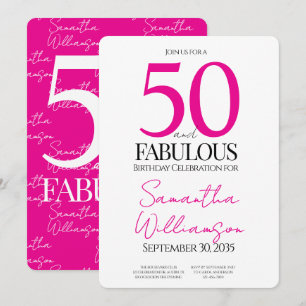 Invitation 50 ans et Fabuleux Rose   50e anniversaire Élégant