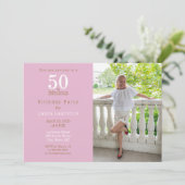 Invitation 50 ans et Fabuleux Rose Fête de 50e Anniversaire (Debout devant)