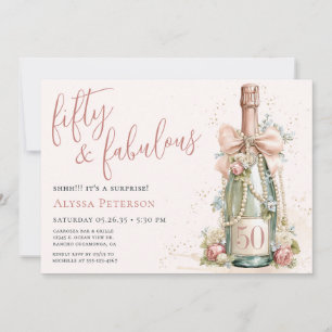 Invitation 50 ans et Fabuleux Rose Gold Écriture Surprise Par