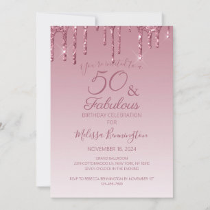Invitation 50 ans et Fabuleux Rose Gold Rose Paillettes qui d
