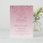 Invitation 50 ans et Fabuleux Rose Gold Rose qui coule Paille (Debout devant)