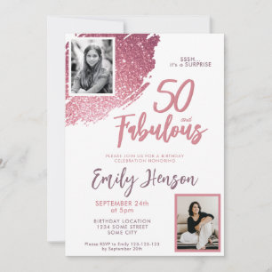 Invitation 50 ans et Fabuleux Rose Paillettes 2 Photo 50e Ann