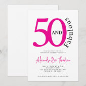 Invitation 50 ans et Fabuleux Script Fête d'anniversaire 50 a (Devant / Derrière)