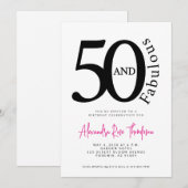 Invitation 50 ans et Fabuleux Script Fête d'anniversaire 50 a (Devant / Derrière)