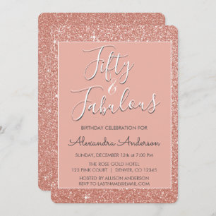Invitation 50 ans et la fabuleuse Parties scintillant Rose Go